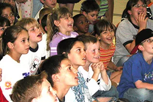 Excited audience members